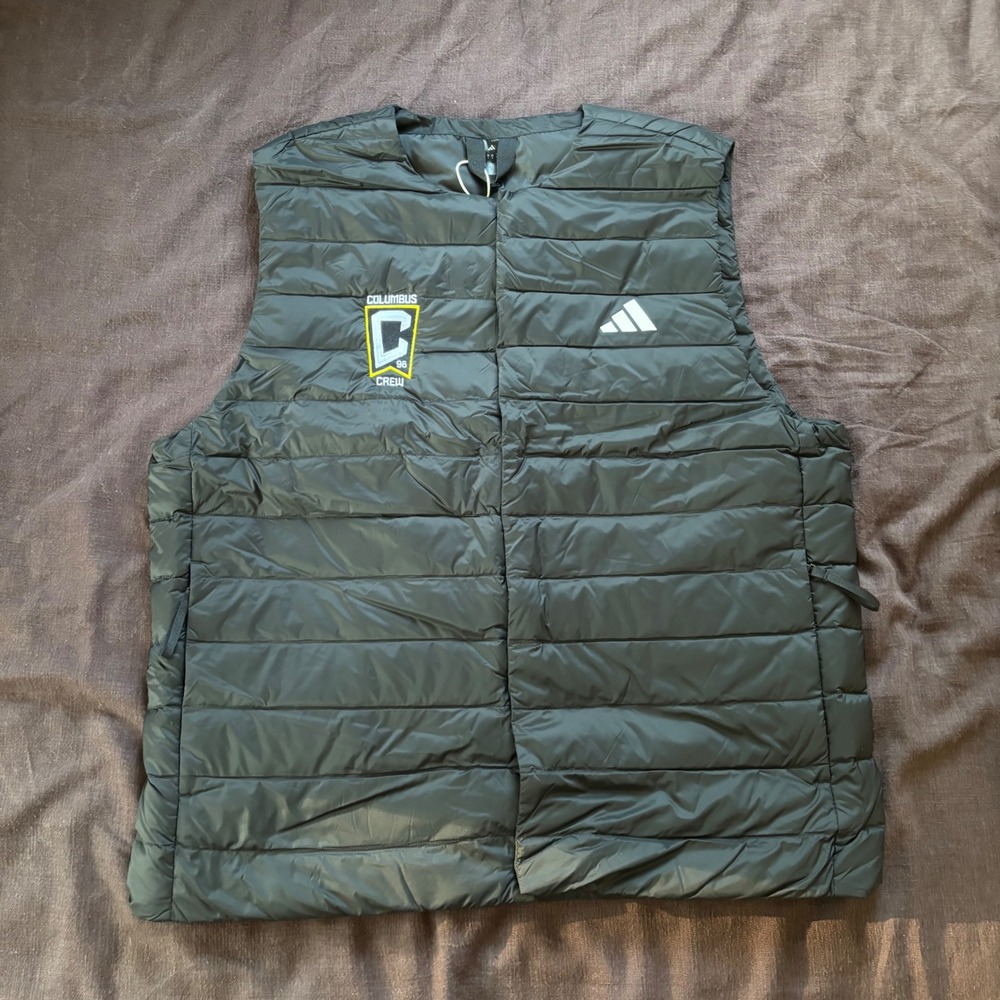 NWT Adidas Columbus Crew MLS Puffer Vest Mens Large Black ClimaWarm